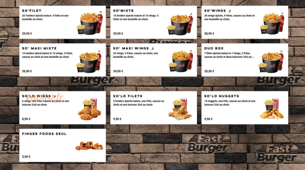 Fast Burger — carte page 4
