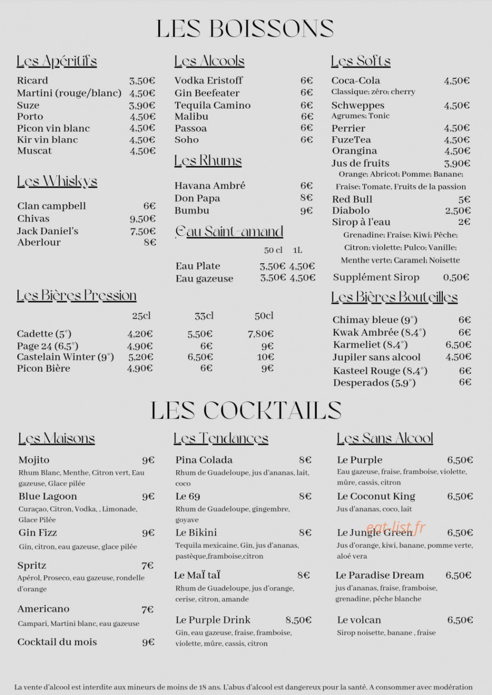 Le Volcan Gourmand — carte page 3