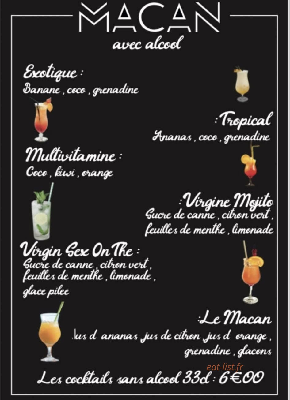 Macan bar — carte page 1