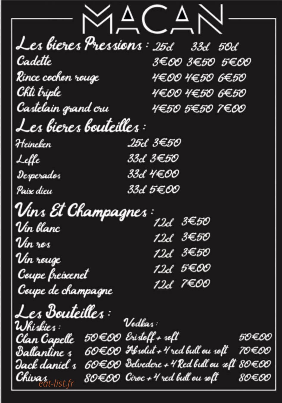 Macan bar — carte page 4
