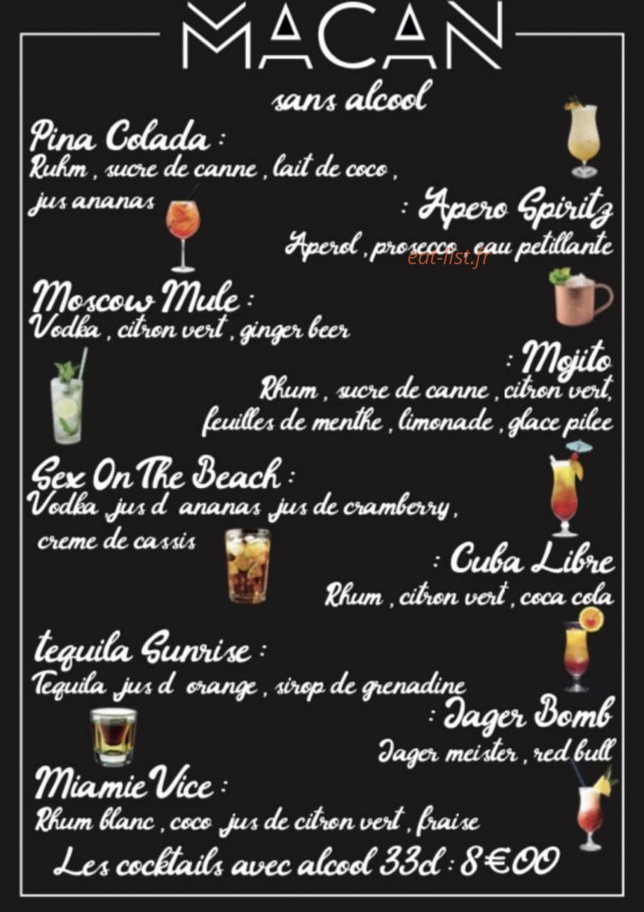 Macan bar — carte page 2