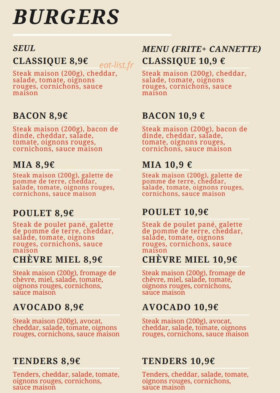 Mia Ristorante — carte page 4