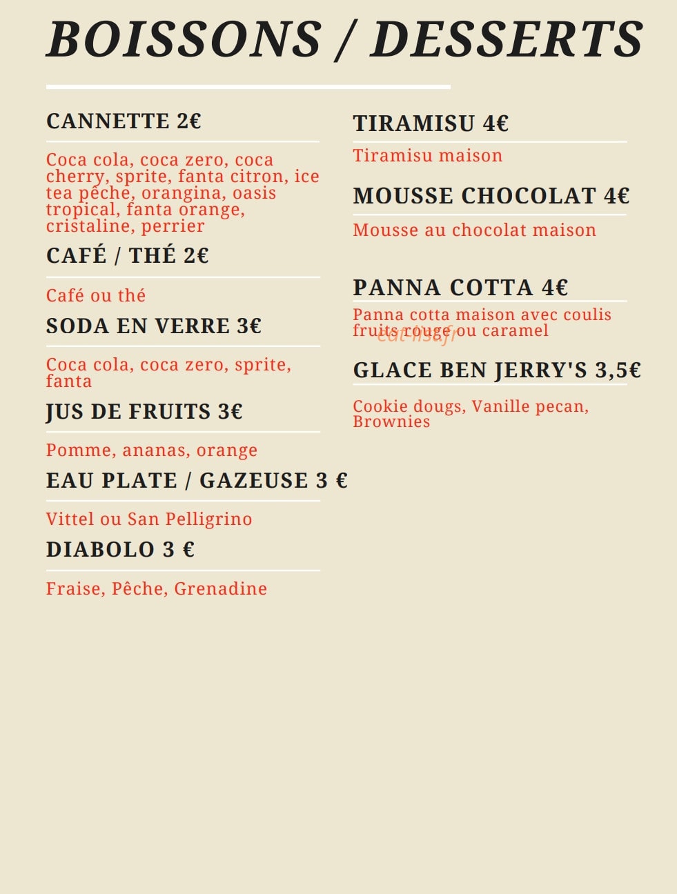 Mia Ristorante — carte page 5