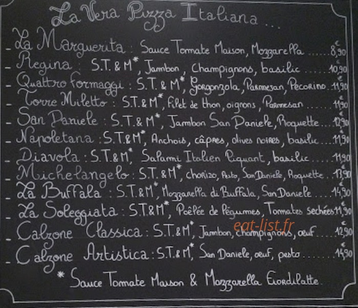 Michelangelo Trattoria — carte page 1