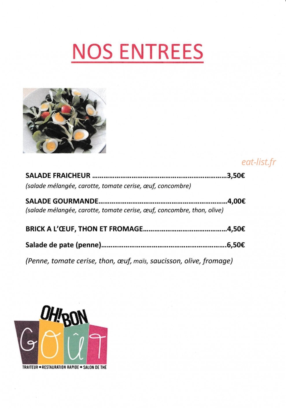 Oh Bon Goût — carte page 1