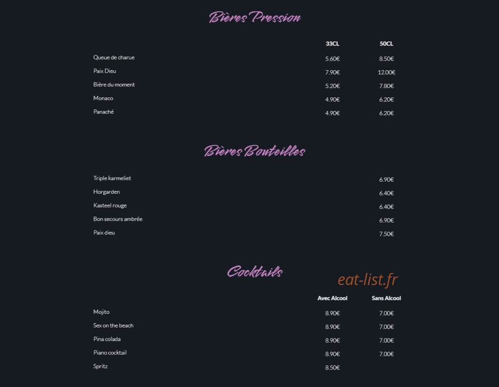 Piano Bar — carte page 5