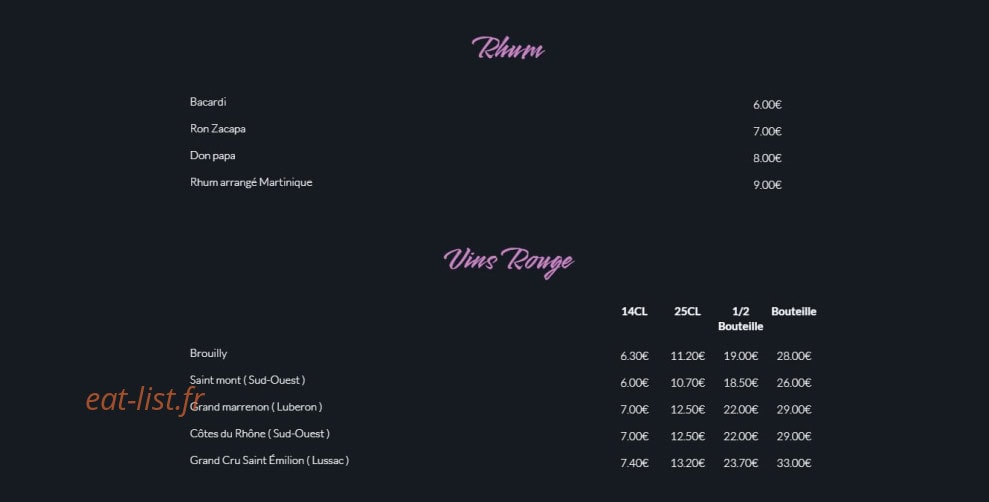 Piano Bar — carte page 7