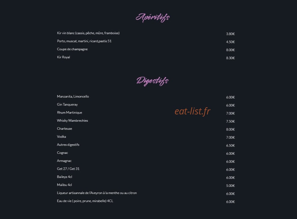 Piano Bar — carte page 4