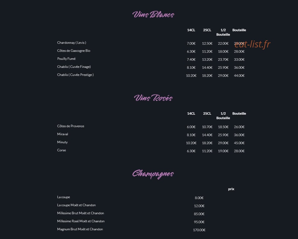 Piano Bar — carte page 8