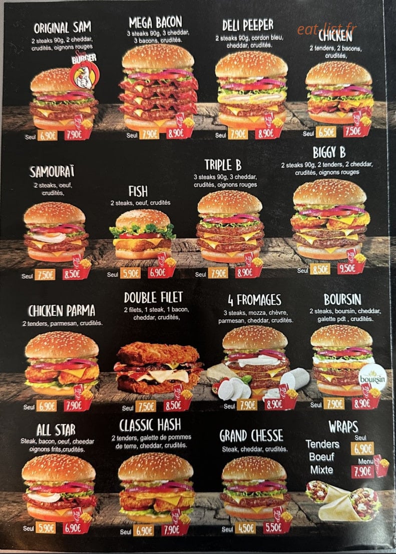 Sam - Burgers & Fried Chicken — carte page 2