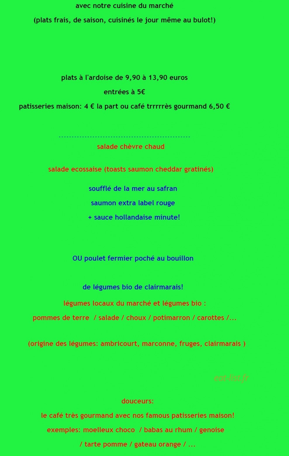 Le bulot gourmand — carte page 1