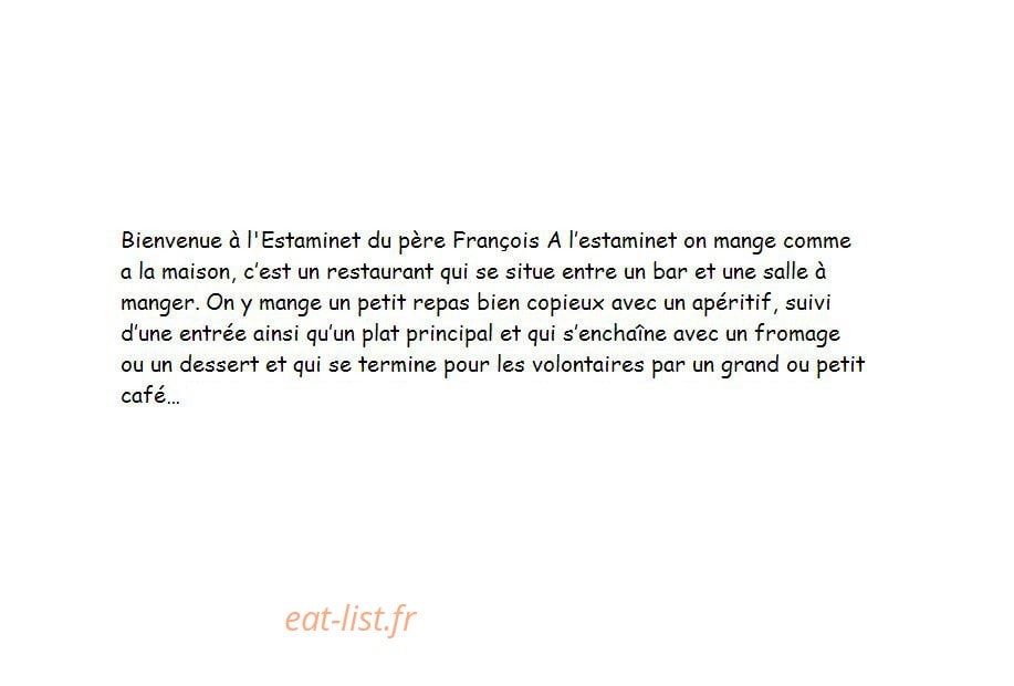 L'Estaminet du Père François — carte page 1