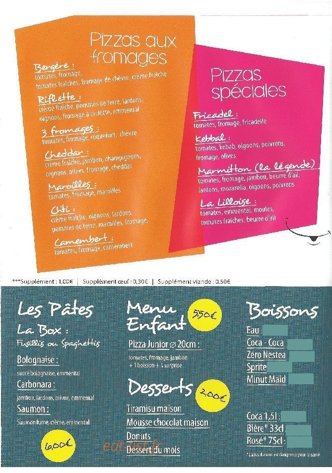 Deli's pizza — carte page 3