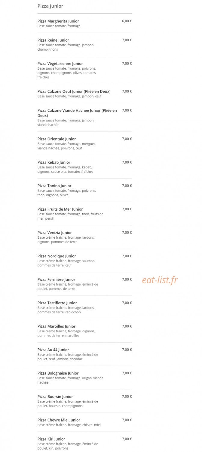 Au 44 Pizza — carte page 2