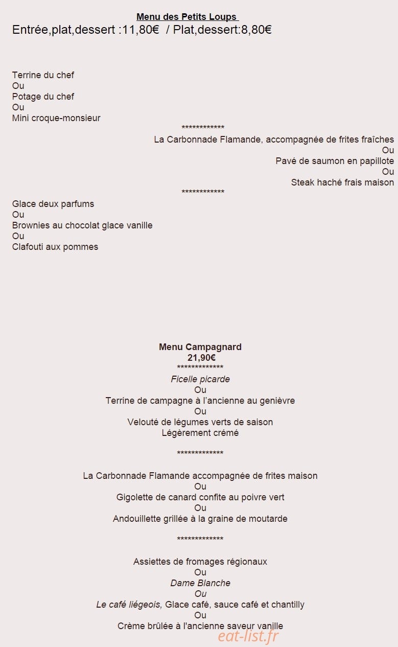 Auberge Du Colombier — carte page 2