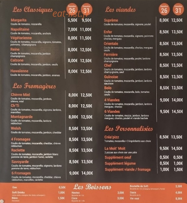 La Bonne Pizz — carte page 1