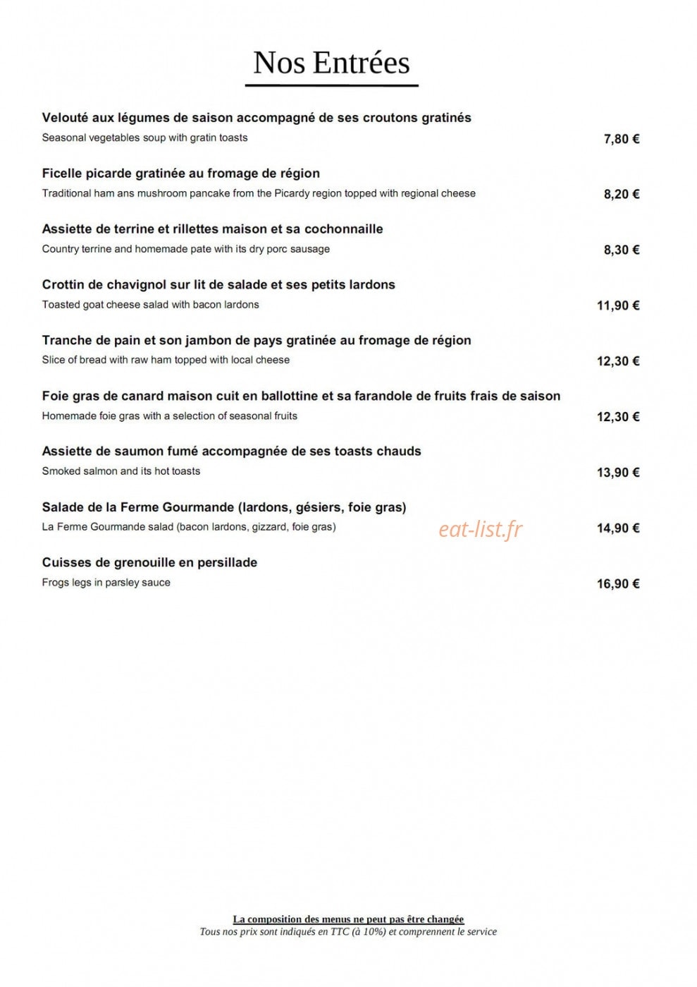 La Ferme Gourmande — carte page 7