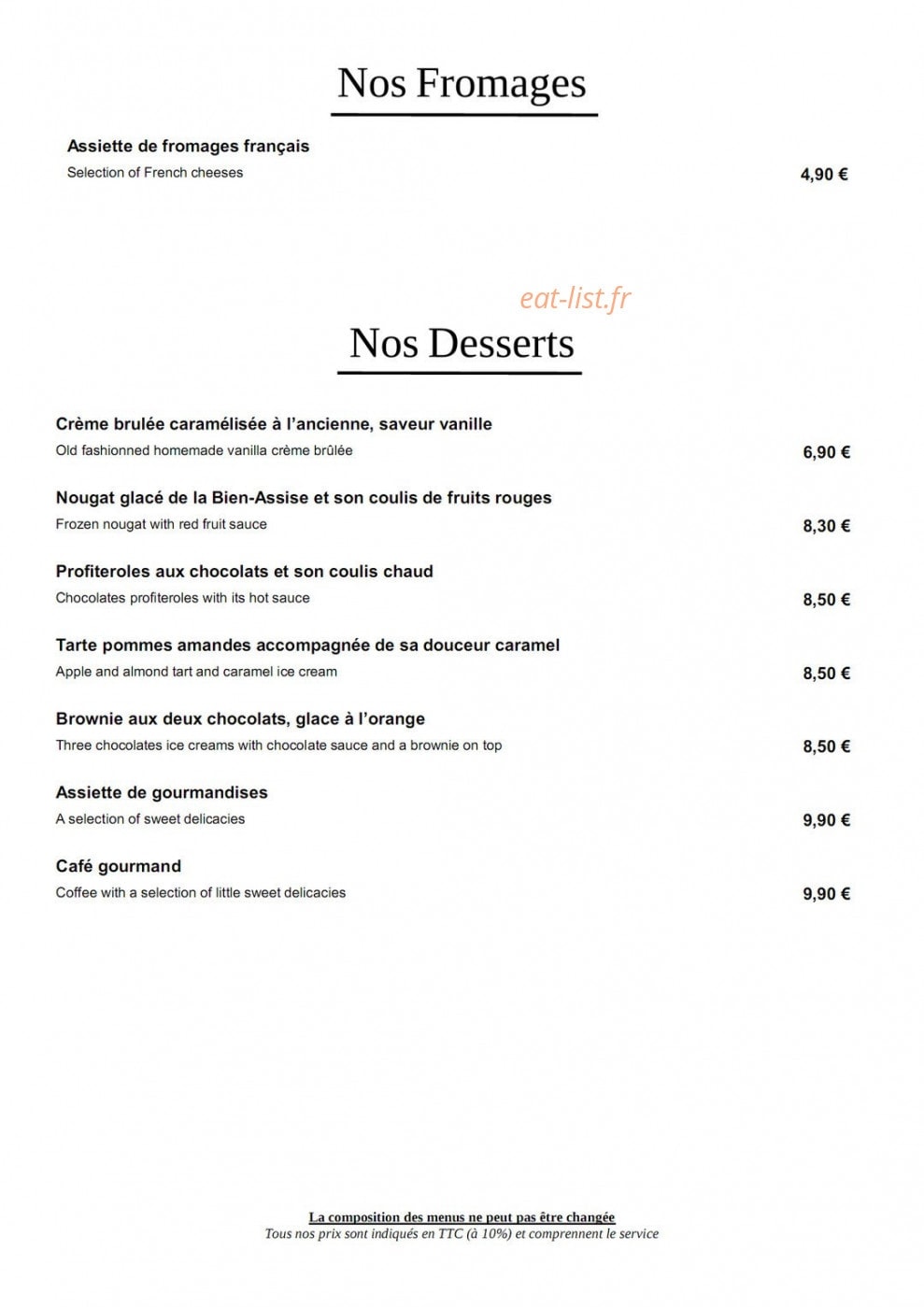 La Ferme Gourmande — carte page 9
