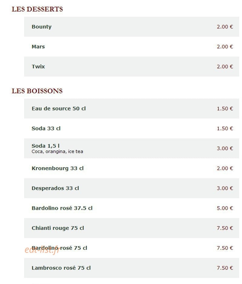 Le Kiosque à Pizzas — carte page 5