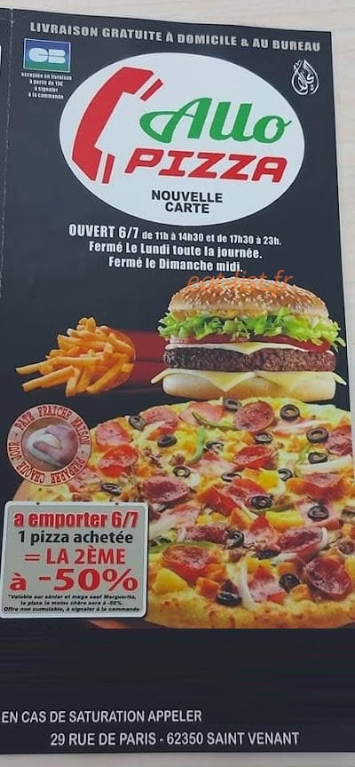 Allo Pizza — carte page 1