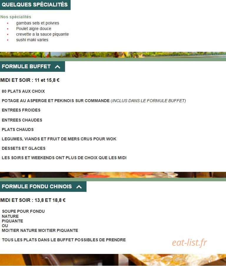 Gourmet D'Asie — carte page 1