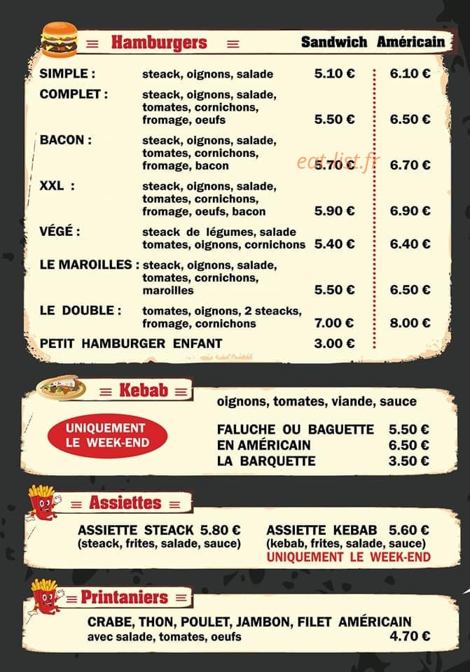 Friterie De La Place — carte page 2