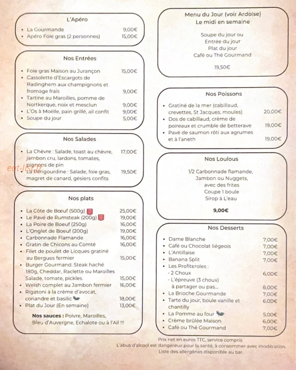 Partages Gourmands — carte page 1