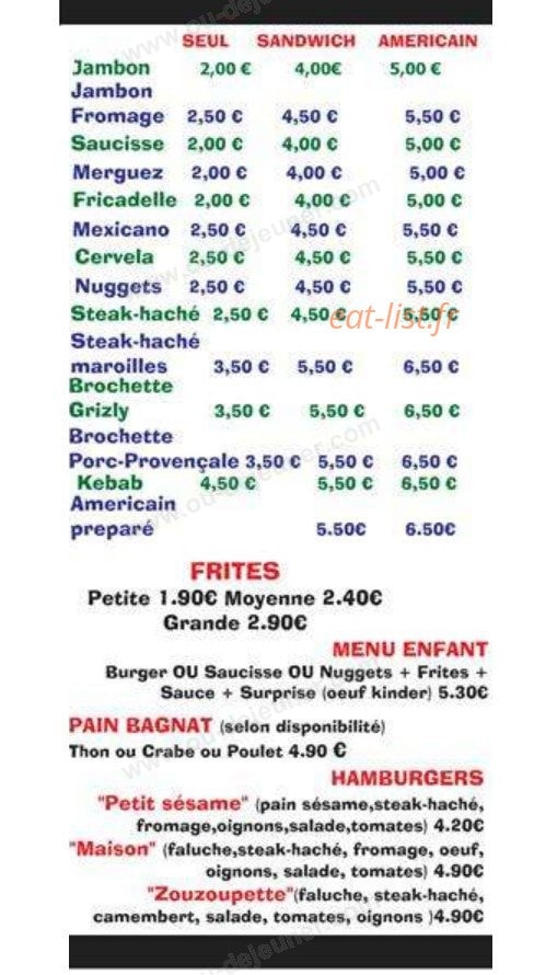 Chez M & Mme Frites — carte page 2