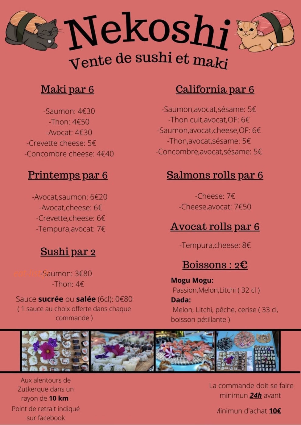Nekoshi Sushi — carte page 1