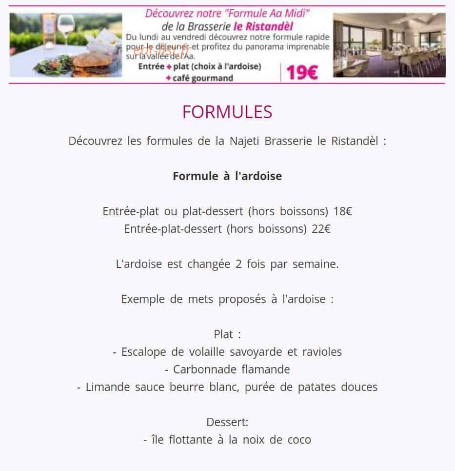 Brasserie Le Ristandèl — carte page 1