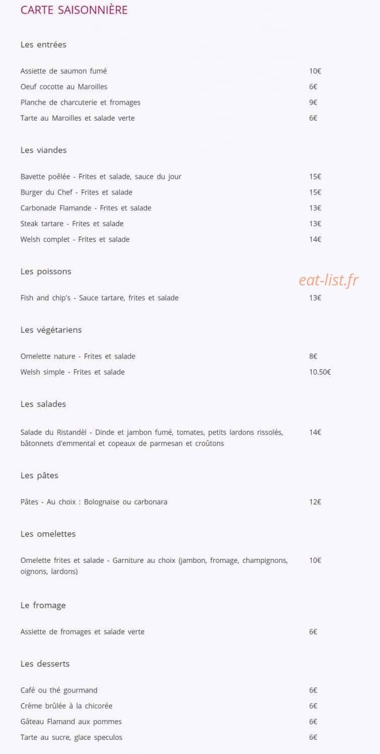 Brasserie Le Ristandèl — carte page 2