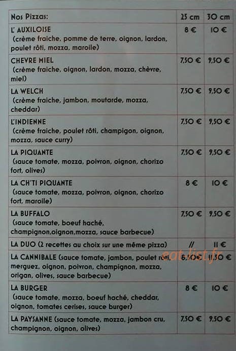 La Pizz' à Tof — carte page 2