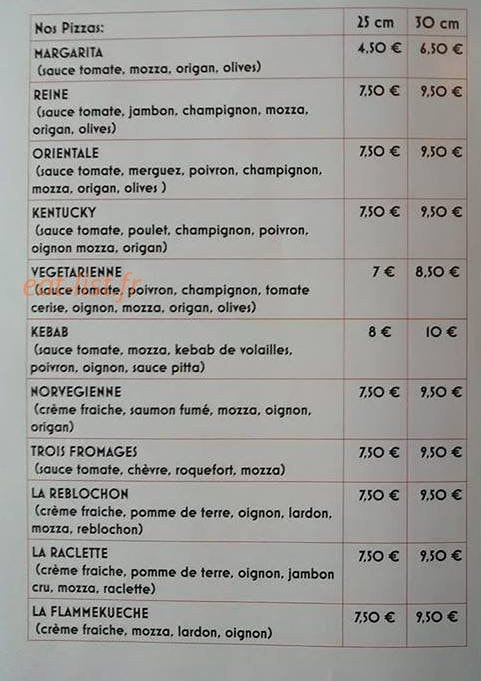 La Pizz' à Tof — carte page 1