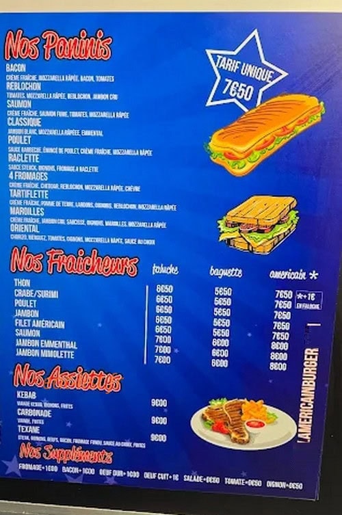 Américain Burger — carte page 2