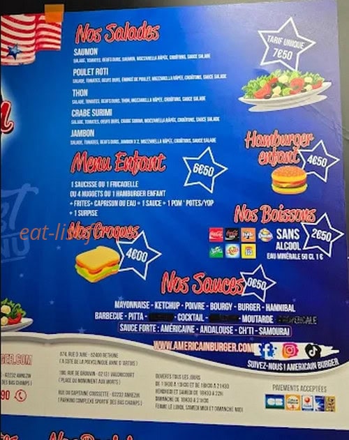 Américain Burger — carte page 4