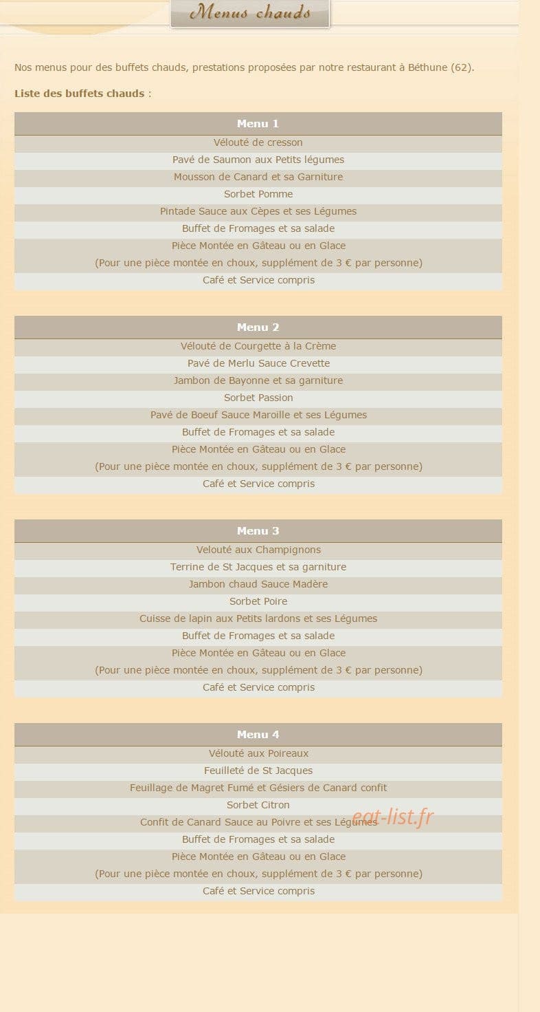 Au Relais de la Fontaine — carte page 1