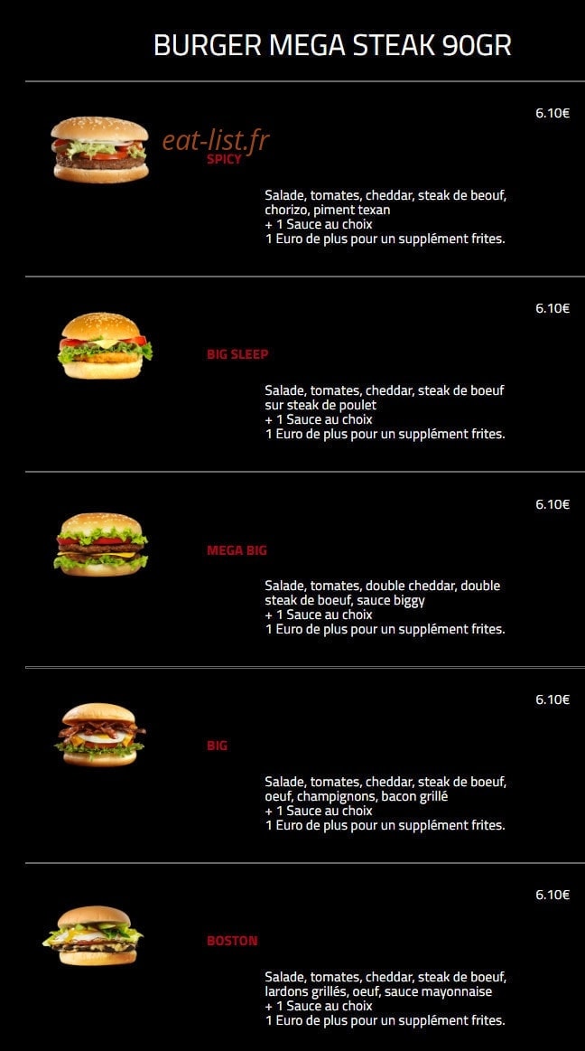 Hollywood Burger — carte page 15