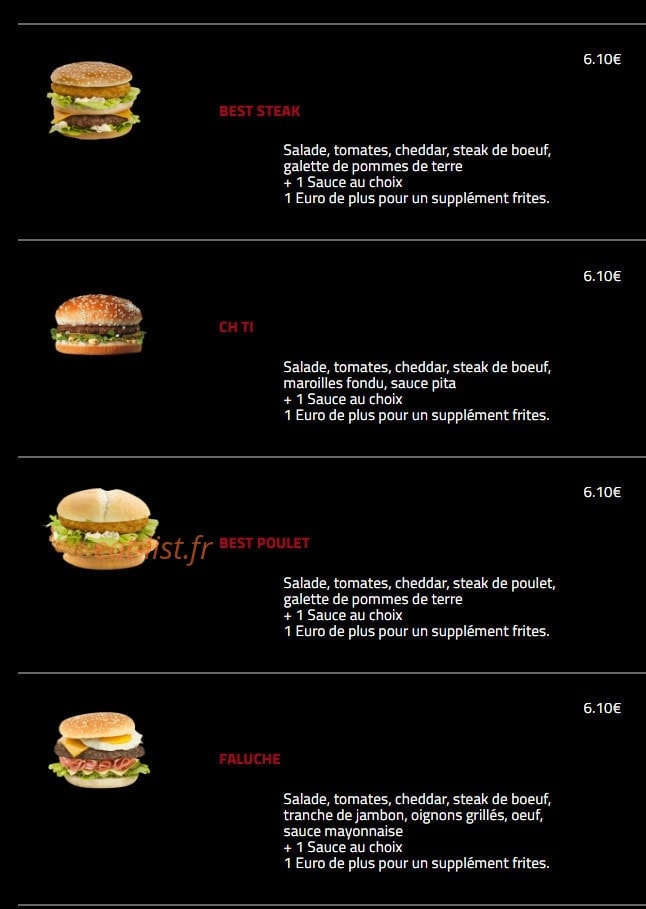 Hollywood Burger — carte page 16