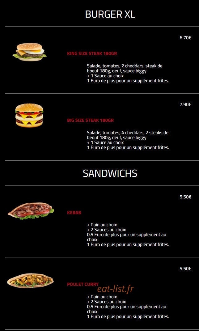 Hollywood Burger — carte page 17