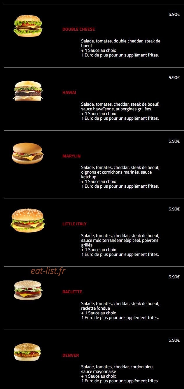 Hollywood Burger — carte page 14