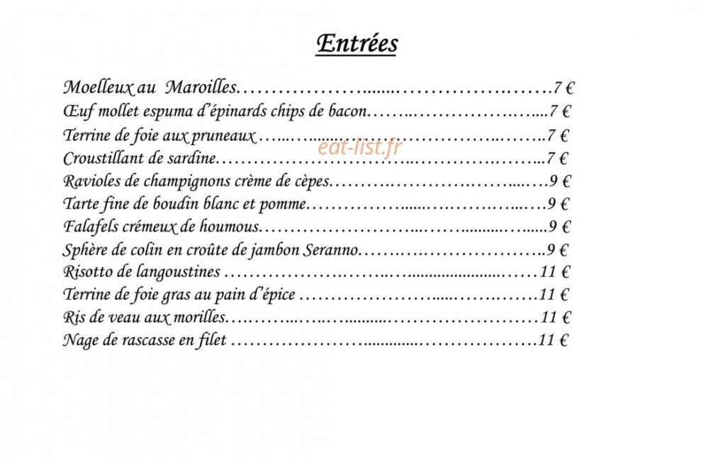 L'ô à la Bouche — carte page 1
