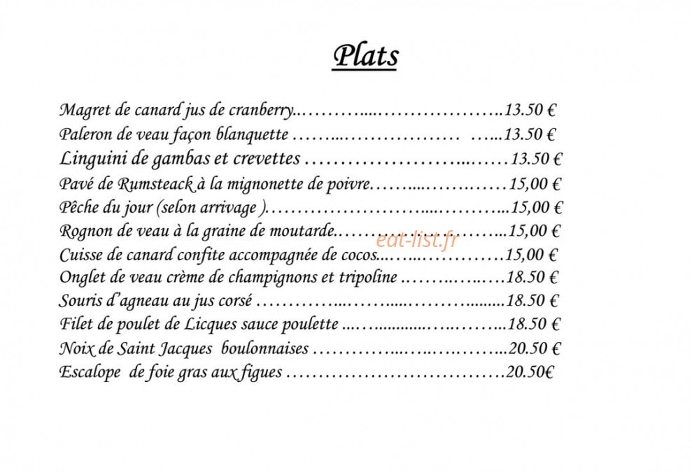 L'ô à la Bouche — carte page 2