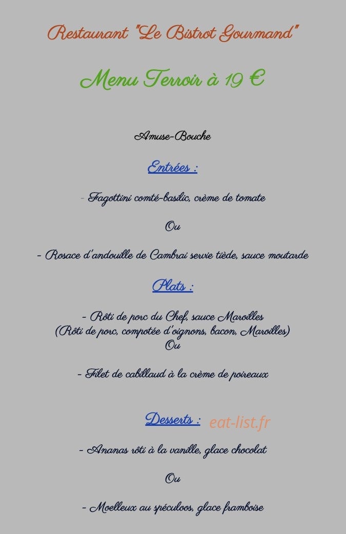 Le Bistrot Gourmand — carte page 4