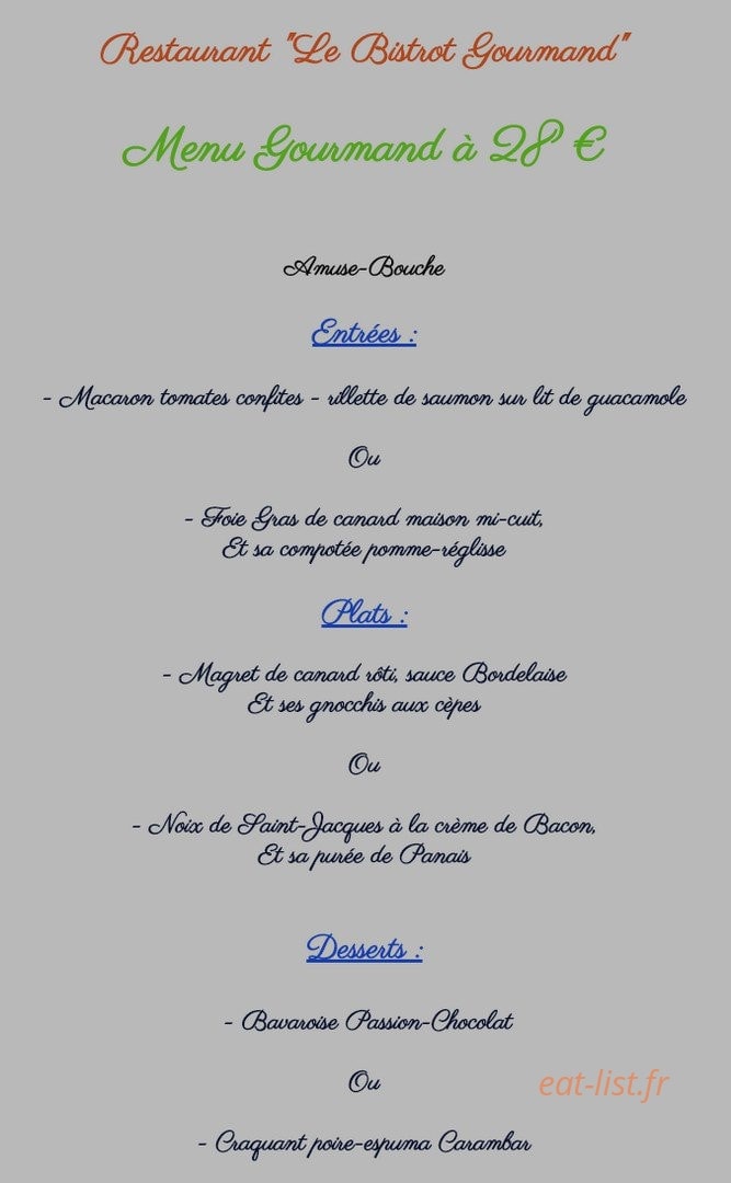 Le Bistrot Gourmand — carte page 5