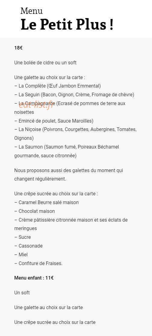 Le Petit Plus — carte page 1