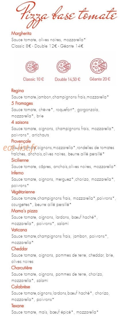 Mama's Pizza — carte page 3