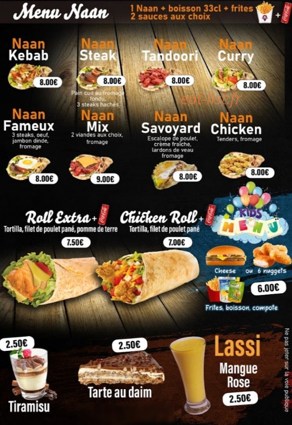 Naan tandoori — carte page 2