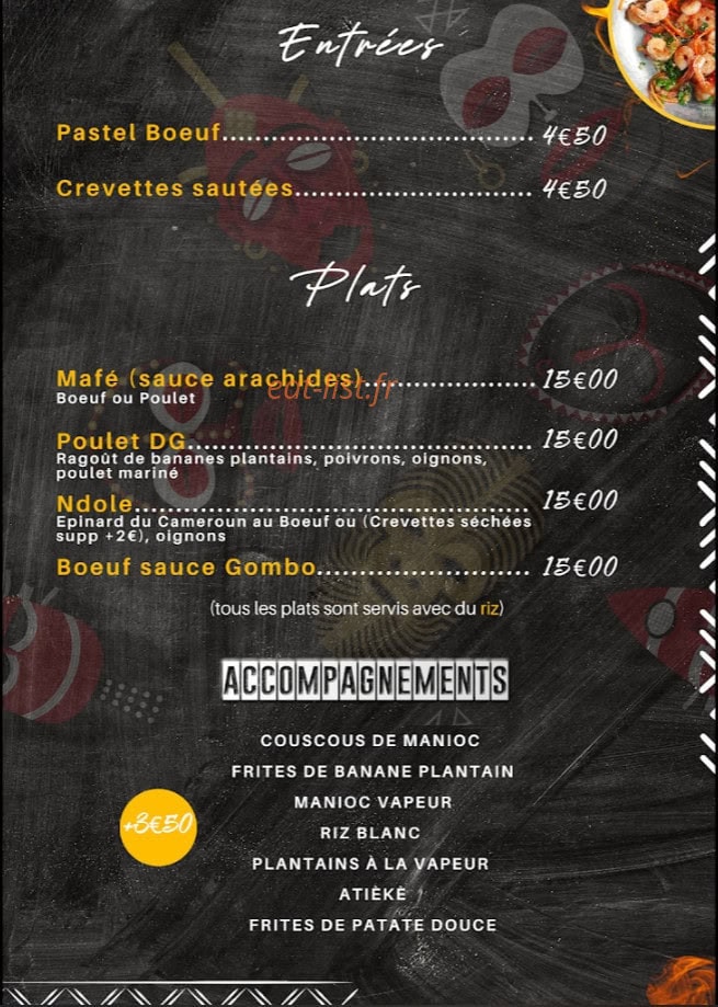 Ô Saveurs d'Afrique — carte page 1