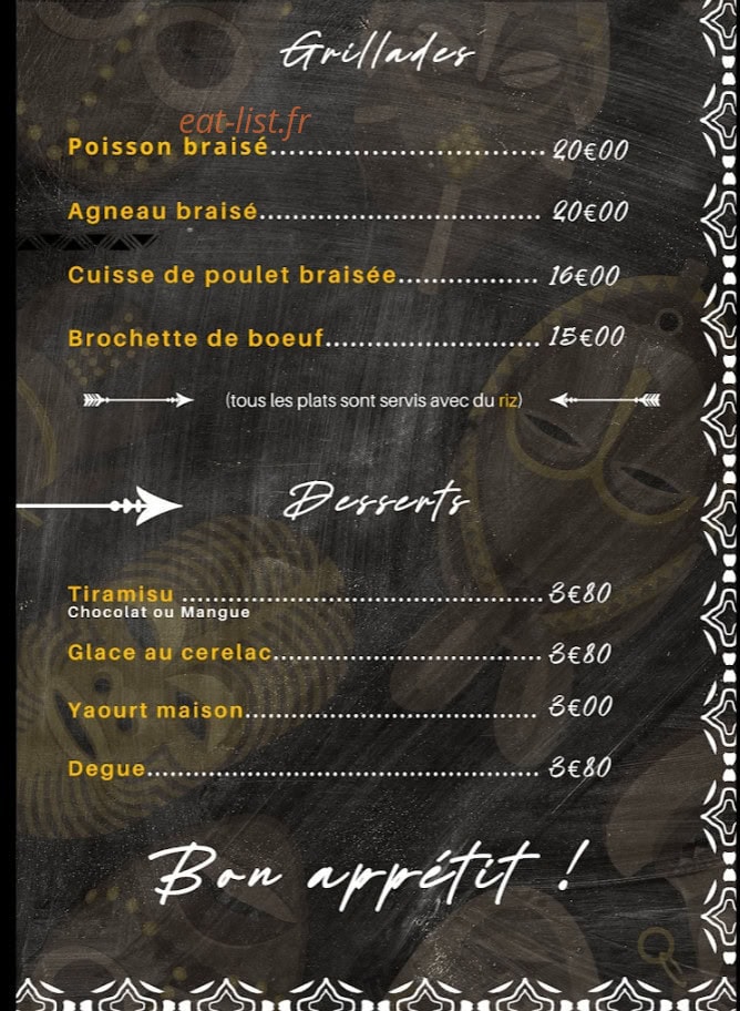 Ô Saveurs d'Afrique — carte page 2