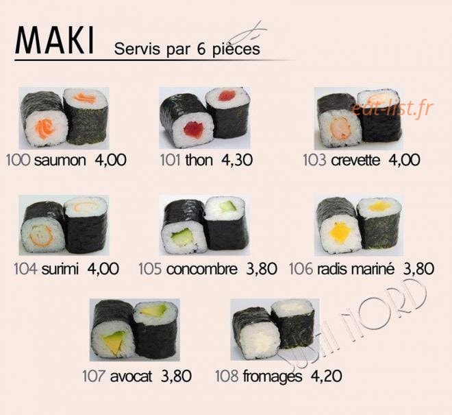Restaurant Sushi Nord — carte page 5